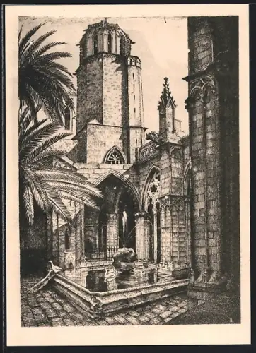 Künstler-AK Barcelona, Claustros de la Catedral