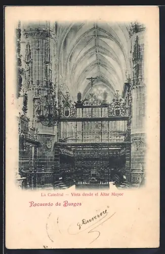 AK Burgos, La Catedral, Vista desde el Altar Mayor