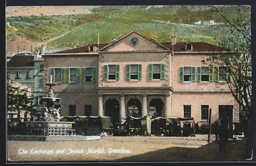 Künstler-AK Gibraltar, the Exchange and Jewish Market, Synagoge