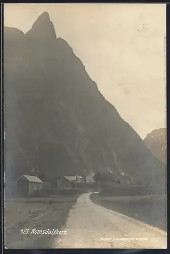 AK Romsdalhorn, Ortsansicht mit Landstrasse und Berghang