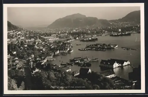 AK Bergen, Sett fra Sandviken, Dampfer