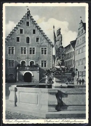 AK Bad Mergentheim, Rathaus mit Milchlingsbrunnen