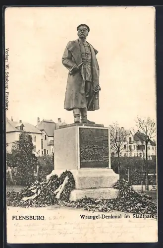 AK Flensburg, Wrangel-Denkmal im Stadtpark