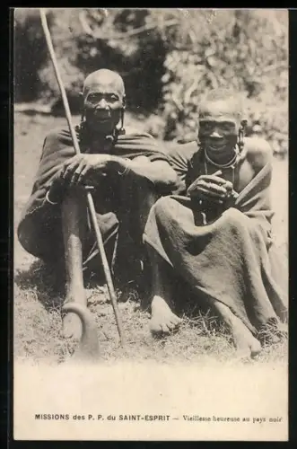 AK Colonies Africaines, Vieillese heureuse au pays noir
