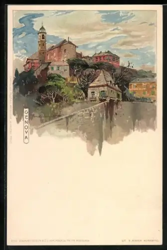 Künstler-AK Manuel Wielandt: Genova, Blick zur Ortschaft um 1900