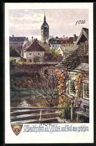 Künstler-AK Deutscher Schulverein Nr. 1030: Waidhofen a.d. Ybbs, Ansicht von zell aus, Blick zur Kirche