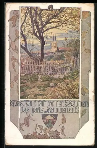 AK Deutscher Schulverein NR 1028: Herbststimmung eines Ortes