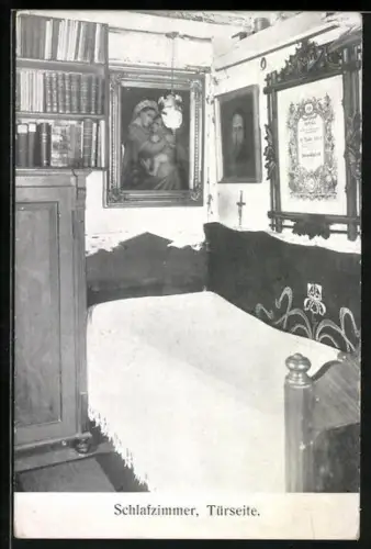 AK Weipert / Vejprty, Geburtshaus v. Dr. Theodor Kardinal Innitzer, Schlafzimmer