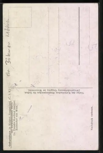AK Weipert / Vejprty, Geburtshaus v. Dr. Theodor Kardinal Innitzer, Schlafzimmer
