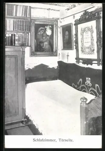 AK Weipert / Vejprty, Geburtshaus v. Dr. Theodor Kardinal Innitzer, Schlafzimmer