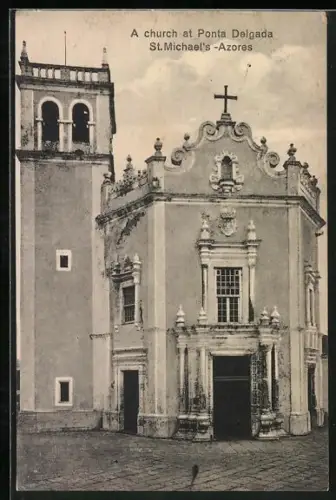 AK Ponta Delgada / St. Michael`s, Church, Blick auf die Kirche