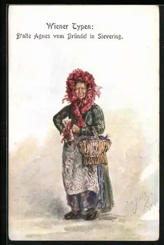 Künstler-AK D`alte Agnes vom Bründel in Sievering