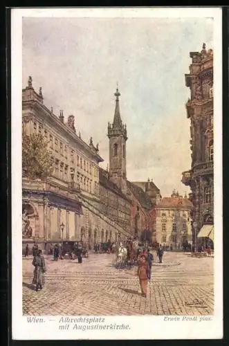 Künstler-AK Wien I, Albrechtsplatz mit Augustinerkirche