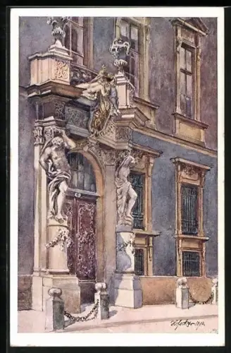 Künstler-AK E.F. Hofecker: Wien, Barockportal Liechtensteinpalais