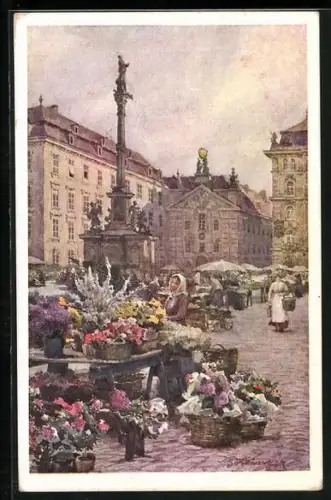 Künstler-AK Hans Götzinger: Wien, Am Hof, Blumenmarkt