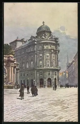 Künstler-AK R. Preuss: Blick auf den Danubius Brunnen