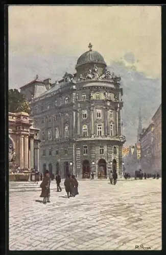 Künstler-AK Brüder Kohn (B.K.W.I) Nr. 104: Rudolf Preuss: Philliphof und Danubiusbrunnen