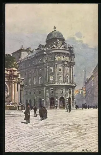 Künstler-AK Brüder Kohn (B.K.W.I) Nr. 104: Rudolf Preuss: Philliphof und Danubiusbrunnen