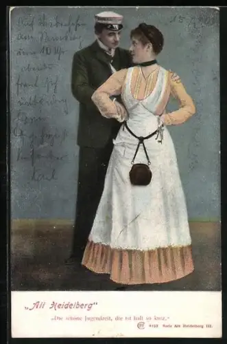 AK Student mit seinem Mädchen, Alt-Heidelberg