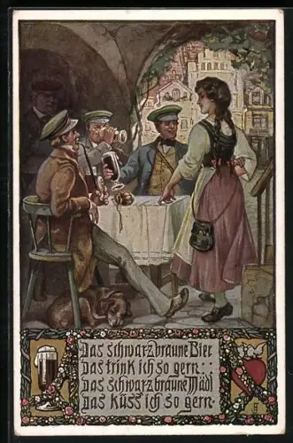 AK Das schwarzbraune Bier, Studenten im Gasthaus, studentische Szene