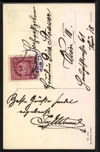 Künstler-AK Kleiner Neujahrsengel spielt eine Trommel