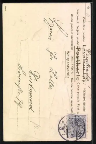 Präge-AK Neujahrsgruss, Herr und Dame mit Kalenderblatt