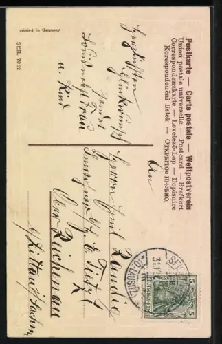 AK Mädchen lässt eine Uhr um Mitternacht läuten, Neujahrsgruss