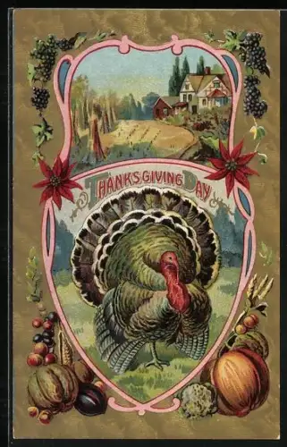 AK Thanksgiving Day, Truthahn und herbstlicher Bauernhof