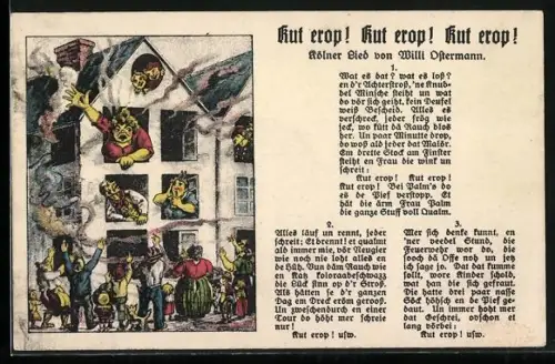 AK Kölner Lied von Willi Ostermann, Brennendes Haus