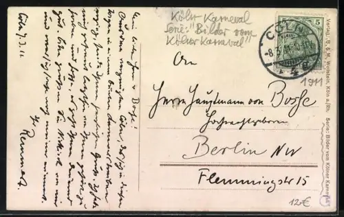 AK Köln, Strassenpartie mit Kölner Karneval, Fasching, Passanten in Verkleidung