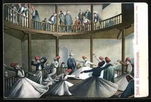 Künstler-AK Constantinople, Danse des Derviches tourneurs, türkische Derwische