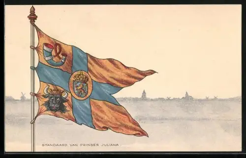AK Standaard van Prises Juliana von den Niederlanden, Flagge