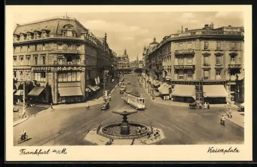 AK Frankfurt /Main, eine Strassenbahn auf dem Kaiserplatz