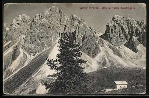 AK Adolf Pichler-Hütte. Ansicht mit den Kalkkögeln