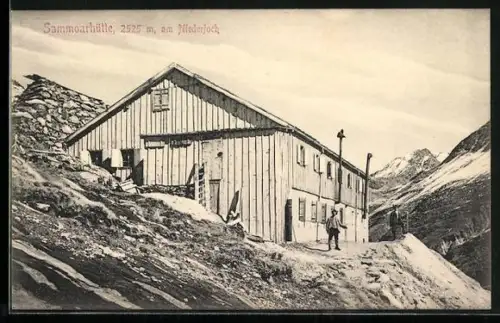 AK Sammoarhütte, Frontansicht der Berghütte am Niederjoch