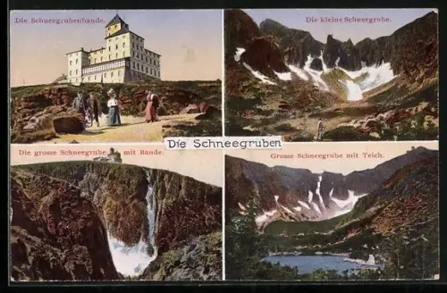 AK Schneegruben-Baude, Ortsansicht mit grosser und kleiner Schneegrube
