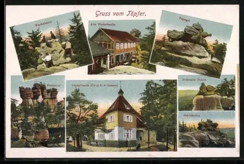 AK Oybin, Gasthaus Töpferbaude, Wackelstein
