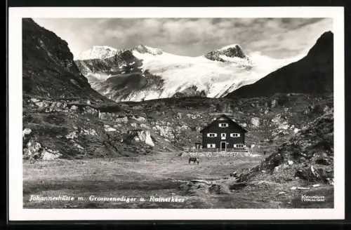 AK Johanneshütte, Ansicht mit Grossvenediger und Rainerkees
