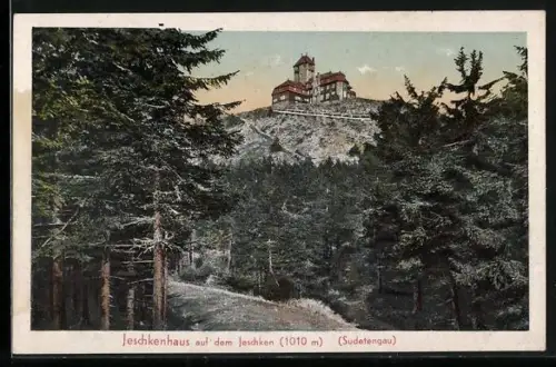 AK Jeschken, Blick zum Hotel Jeschkenhaus