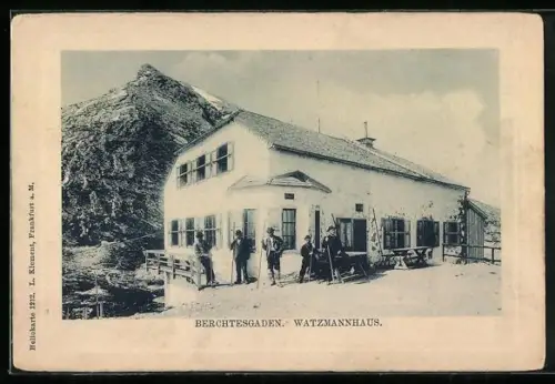 AK Watzmannhaus, Motiv mit Kletterern, Berchtesgaden