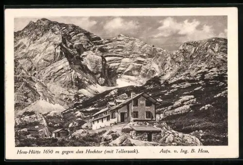 AK Hess-Hütte gegen das Hochtor( mit Tellersack)