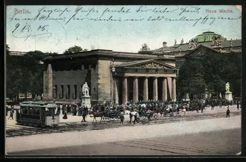 AK Berlin, Strassenbahn an der Neuen Wache