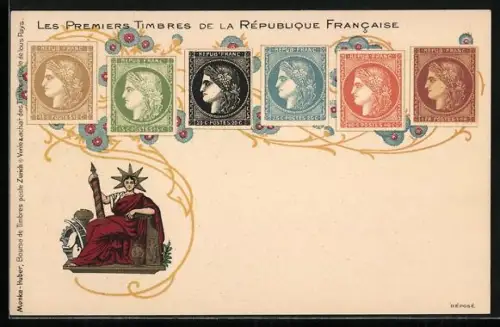 AK Die Ersten Briefmarken der Französischen Republik