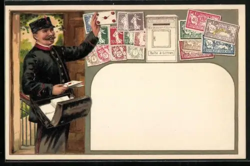 AK Briefbote bringt französische Briefe und Briefmarken, Boîte à Lettres
