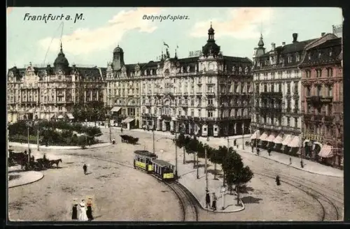 AK Frankfurt a. M., Bahnhofsplatz, Strassenbahn