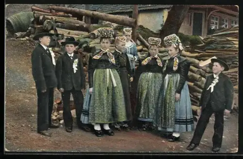 AK Prechthal, Konfirmanden in Schwarzwälder Tracht