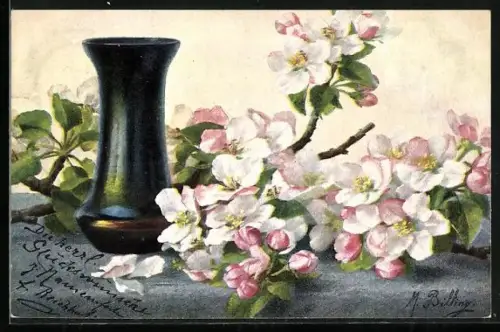 Künstler-AK M. Billing: Stilleben mit Obstblüten
