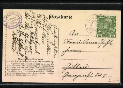 AK Reichenberg, Neues Jeschkenhaus auf der Jeschkenkoppe