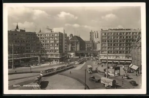 AK Berlin, Alexanderplatz, Strassenbahn