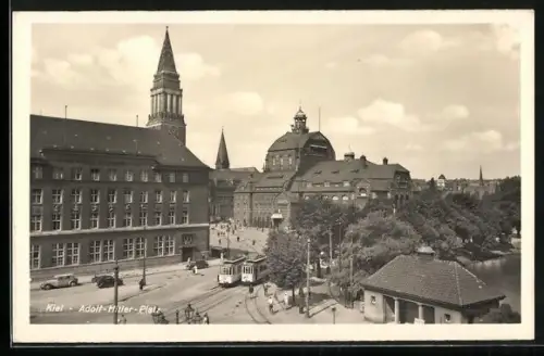 AK Kiel, Ortsansicht, Strassenbahn